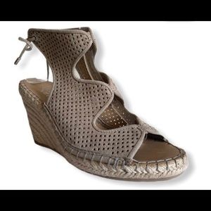 Franco Sarto Nash Espadrille 3”Wedge Perforated Tie Up Sz 7.5 New in Box